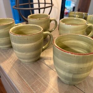 Hausenware Green Swirl Twist Mugs - Set of Four - Large 18 oz Coffee Cups - RARE